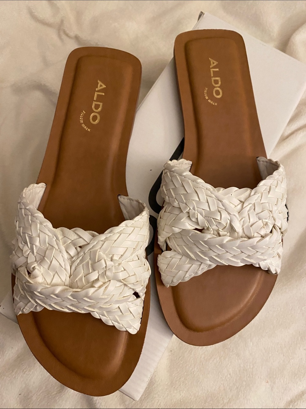 ALDO Ravelle White Braided Slide Sandals - Picture 2 of 5